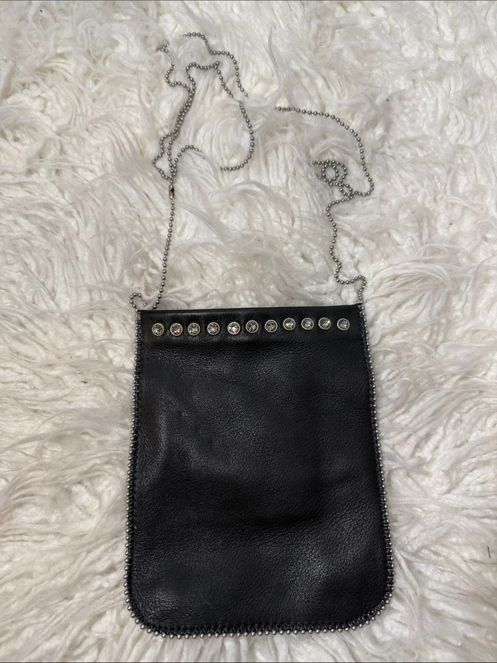 Leatherock Alana Cell Pouch Black Stud-Trim Leather Crossbody Bag